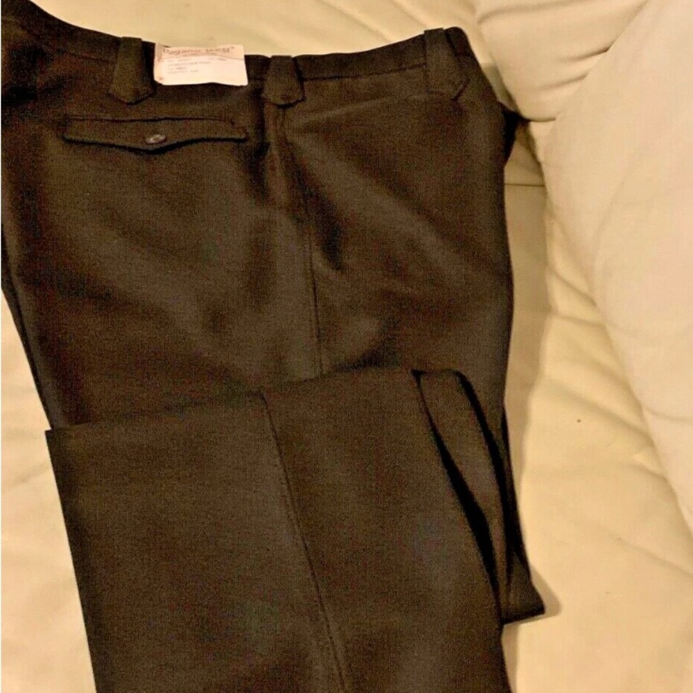 Black Poly Gab Blend Dress Pants with Crisp Creases